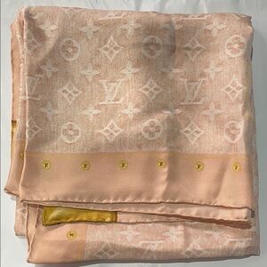 Louis Vuitton Blush Monogram Silk Scarf (shown live)